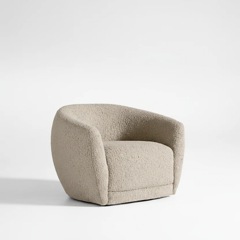 Designer Boucle Accent Chair – Modern Curved Luxury Lounge Chair