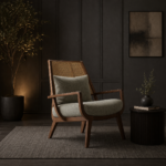 Solid Wood Throne Cane Lounge Chair – Natural Finish Rattan Accent Chair - Image 3