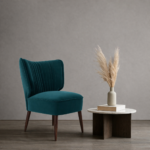 Sheesham Wood Fabric Lounge Chair – Green Upholstered Accent Chair - Image 8