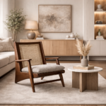 Solid Wood Cane Lounge Chair – Natural Finish Rattan Accent Chair
