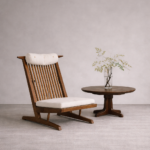 Teak Wood Arm Chair – Natural Finish Solid Wood Accent Chair