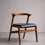 Aero-Curve Mid Century Sheesham Wood Chair – Honey Finish with PU Leatherette Upholstery