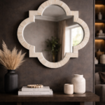 Bone Inlay Quatrefoil Wall Mirror – Blue Decorative Wall Mirror