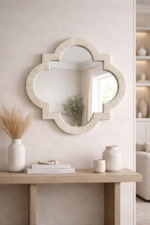 Bone Inlay Quatrefoil Wall Mirror – Blue Decorative Wall Mirror - Image 9