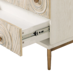 Solid Wood Embossed Hand Carved Chest of Drawers 3 Drawer Dresser Chest Off White Finish - Image 18
