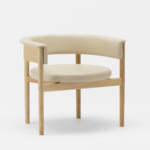 Oak Wood Boucle Fabric Arm Chair – Modern Upholstered Accent Chair - Image 3