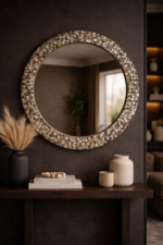 Mother of Pearl Round Wall Mirror – Plasio Decorative Mirror - Image 3