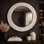 Mother of Pearl Round Wall Mirror – White Decorative Wall Mirror