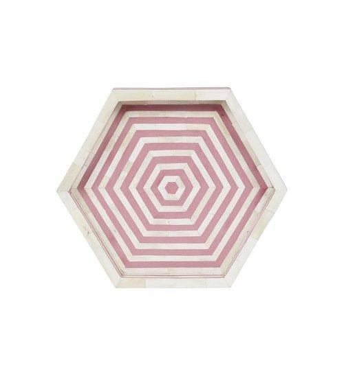 Bone Inlay Hexagonal Serving Tray – Pink Decorative Tray