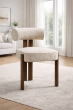 Solid Wood Boucle Accent Chair – Upholstered Cafe & Lounge Chair - Image 11