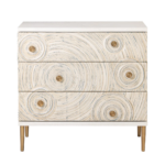 Solid Wood Embossed Hand Carved Chest of Drawers 3 Drawer Dresser Chest Off White Finish - Image 14