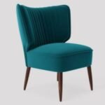 Sheesham Wood Fabric Lounge Chair – Green Upholstered Accent Chair - Image 2