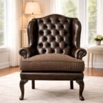 Chesterfield Leather Chair – Handcrafted Brown Vintage Accent Chair