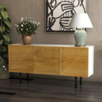 Solid Wood Hand Carved TV Unit Natural Finish Media Console TV Cabinet for Living Room - Image 9