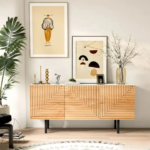 Solid Wood Hand Carved TV Unit Natural Finish Media Console TV Cabinet for Living Room - Image 7