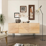 Solid Wood Hand Carved TV Unit Natural Finish Media Console TV Cabinet for Living Room - Image 6