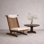 Teak Wood Arm Chair – Natural Finish Solid Wood Accent Chair