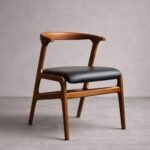 Aero-Curve Mid Century Sheesham Wood Chair – Honey Finish with PU Leatherette Upholstery
