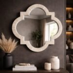 Bone Inlay Quatrefoil Wall Mirror – Blue Decorative Wall Mirror