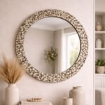 Mother of Pearl Round Wall Mirror – White Decorative Wall Mirror