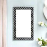 Bone Inlay Wall Mirror – Black Diamond Design Rectangular Decorative Mirror