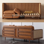 Space-Saving Rattan Sofa Cum Bed with Solid Wood Frame – Stylish Comfort for Your Home - Image 9