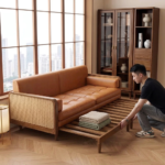 Space-Saving Rattan Sofa Cum Bed with Solid Wood Frame – Stylish Comfort for Your Home - Image 3
