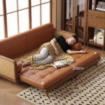 Space-Saving Rattan Sofa Cum Bed with Solid Wood Frame – Stylish Comfort for Your Home - Image 6