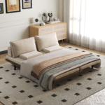 Mango Wood Foldable Sofa Cum Bed with Cushion – Space-Saving
