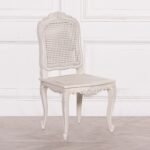 Elegant Handcarved White Cane Dining Chair | French Chateau Style | Art of Rajasthan
