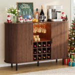 Mango Wood Bar Cabinet with Adjustable Shelves & RGB Lights