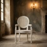 Elegant Handcarved White Cane Chair | Classic French Design | Art of Rajasthan