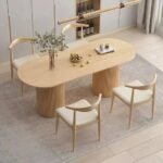 Mango Wood Oval Shape Dining Table 4 to 6 Seater - Natural Finish 63" Size