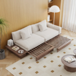 Mango Wood Upholstered Sleeper Sofa Cum Bed - Stylish & Comfortable Fabric Design - Image 7