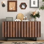 Modern Wooden Sideboard with Vertical Slatted Design | Stylish Storage Cabinet for Living Room or Entryway