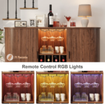 Mango Wood Bar Cabinet with Adjustable Shelves & RGB Lights - Image 5