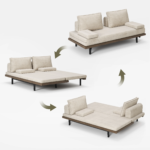 Mango Wood Foldable Sofa Cum Bed with Cushion – Space-Saving - Image 3