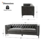 Leather Upholstered Chesterfield Tufted 3-Seater Sofa | Elegant, Comfortable Seating for Living Room - Image 5