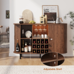 Mango Wood Bar Cabinet with Adjustable Shelves & RGB Lights - Image 4
