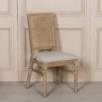 Handcarved Wooden Rattan Dining Chair with Armrests | French Louis XVI Style - Image 7