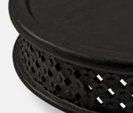 Mango Wood Hand Carved Round Coffee Table - Natural Finish - Image 4