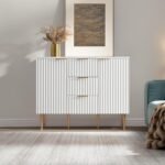 Mango Wood Sideboard with 3 Drawers and 2 Doors - White Finish