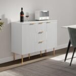 Mango Wood Sideboard with 3 Drawers and 2 Doors - White Finish - Image 3