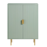 Mango Wood Cabinet 2 Door - Ripped Design with White Finish - Image 4