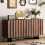 Modern Wooden Sideboard with Vertical Slatted Design | Stylish Storage Cabinet for Living Room or Entryway - Image 2