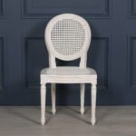 Elegant Handcarved White Cane Dining Chair | French Louis XVI Style | Art of Rajasthan