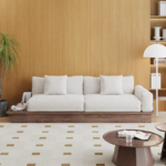 Mango Wood Upholstered Sleeper Sofa Cum Bed - Stylish & Comfortable Fabric Design - Image 2