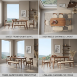 Teak Wood Dining Table Set - 6 Seater with 4 Chairs & 1 Bench Natural Finish - Image 6