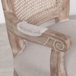 Handcarved Wooden Arm Dining Chair with Rattan Back | French Louis XVI Style - Image 6