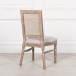 Handcarved Wooden Rattan Dining Chair with Armrests | French Louis XVI Style - Image 6